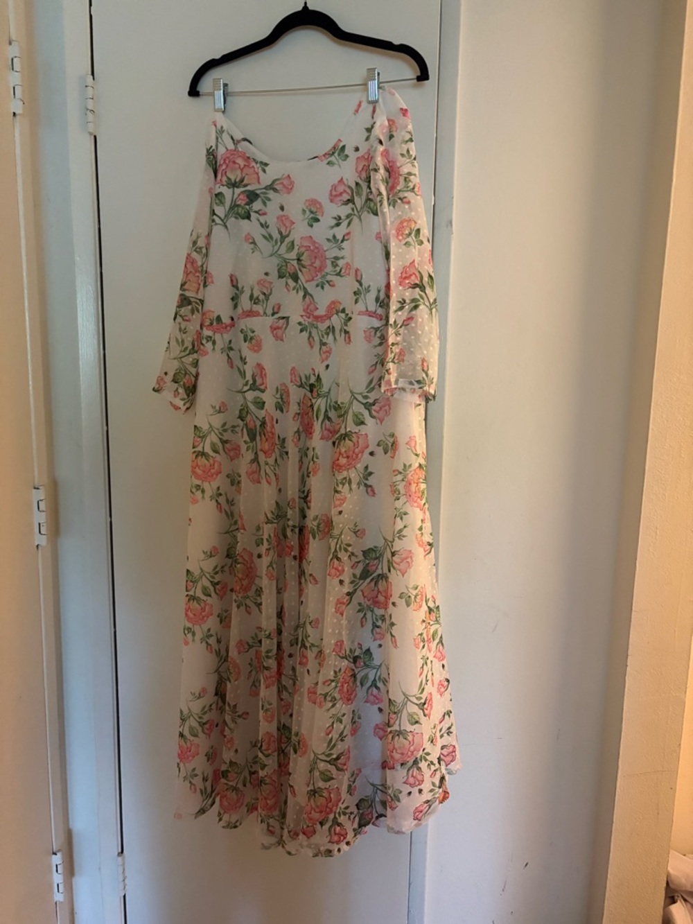Floral Anarkali suit in Cream and Pink